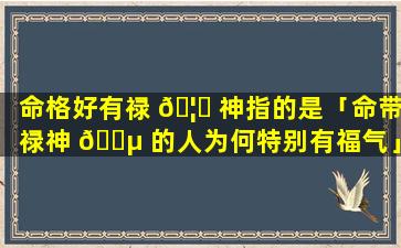 命格好有禄 🦁 神指的是「命带禄神 🌵 的人为何特别有福气」
